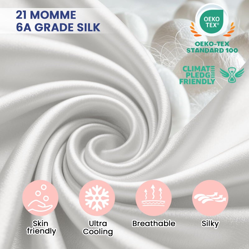 Ravmix 100% Silk Pillow Cases with Zipper, 21 Momme Mulberry Silk Pillowcase for Hair Skin Health, Soft Smooth Breathable Cool Pillow Cover for Beauty Sleep(Standard 20"x26", Ivory White) 1PC - Image 5
